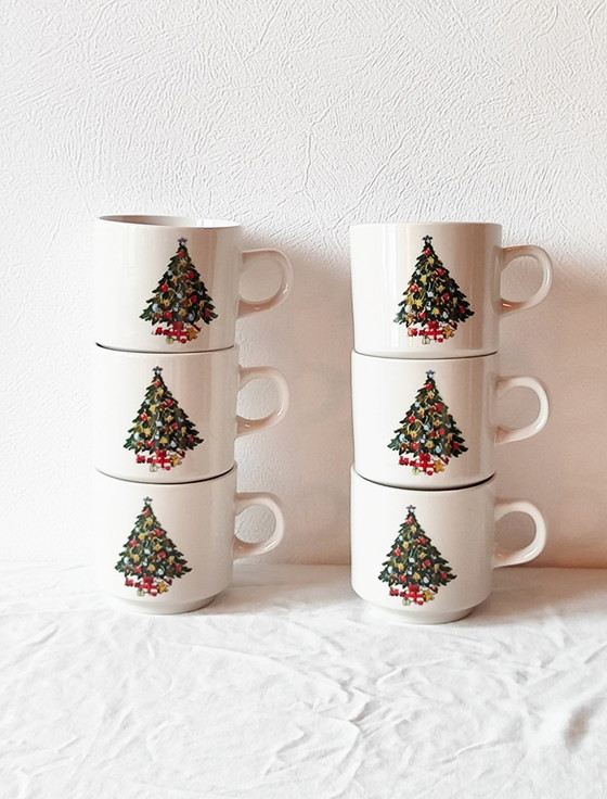 Image 1 of Set of 6 Vintage Christmas mugs