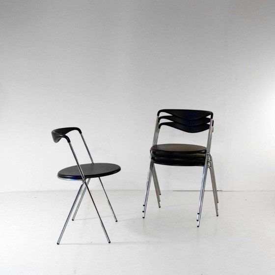 Image 1 of 4x Sedie da pranzo impilabili industriali nello stile di Hans Eichenberger, set da 4