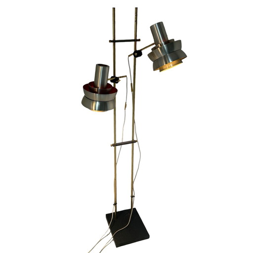 Carl Thore - Floor lamp - Double armed - Natural stone base, brass uprights - ca. 1970’s - Denmark