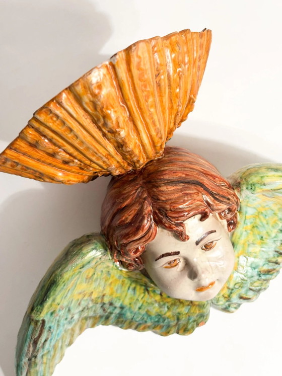 Italienische Keramik-Wandvase mit Engelsmotiv aus dem frühen 20. Jahrhundert – Dekorative Objekte, Ceramic (photo 3 of 10)