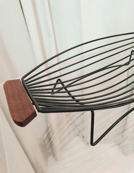 Mandkom met touwtjes, midden-eeuwse stijl, zwart/teak, jaren 60