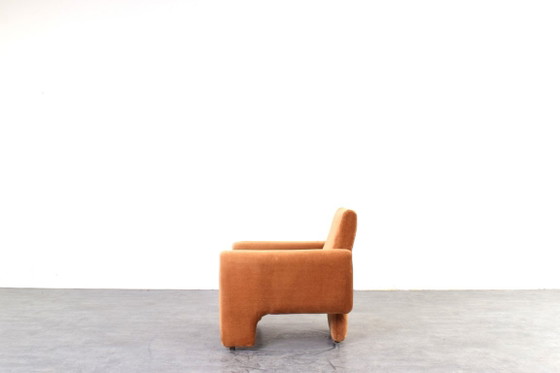 Vintage Italian Lounge Chair in Copper Velour, 1970s., Armchairs, Textile, Orange (photo 4 of 10)