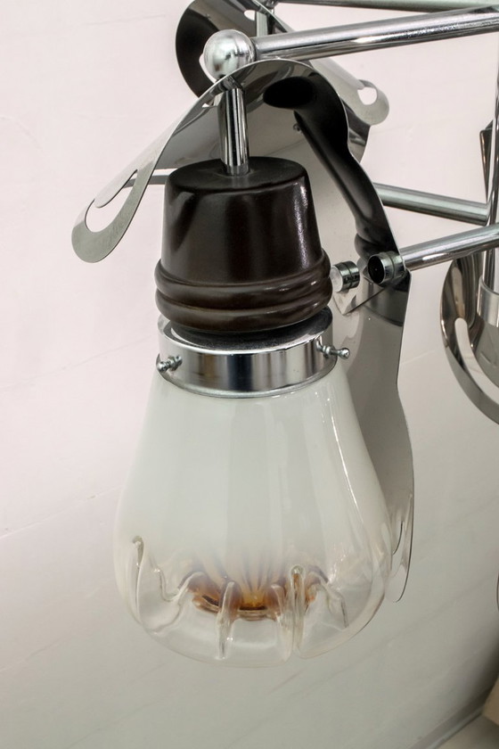 Image 1 of Araña italiana de cristal de Murano y acero Mazzega, mediados del siglo XX, años 70