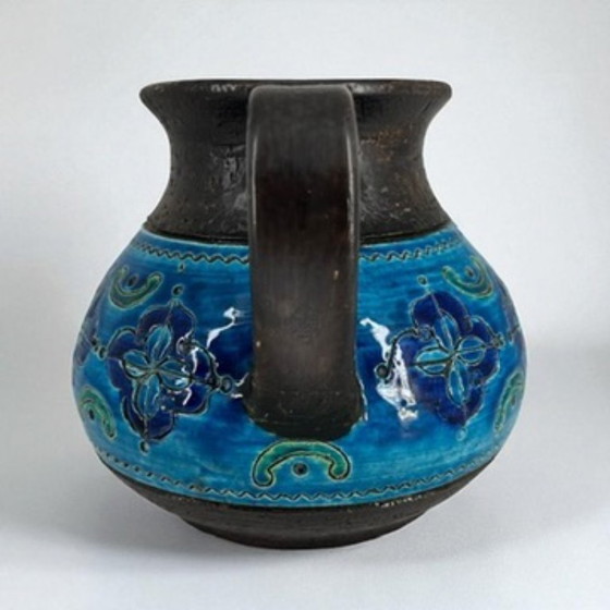 Image 1 of Bitossi Aldo Londi Rimini Blu Jarra - Mid Century Modern Italian Ceramic Pitcher