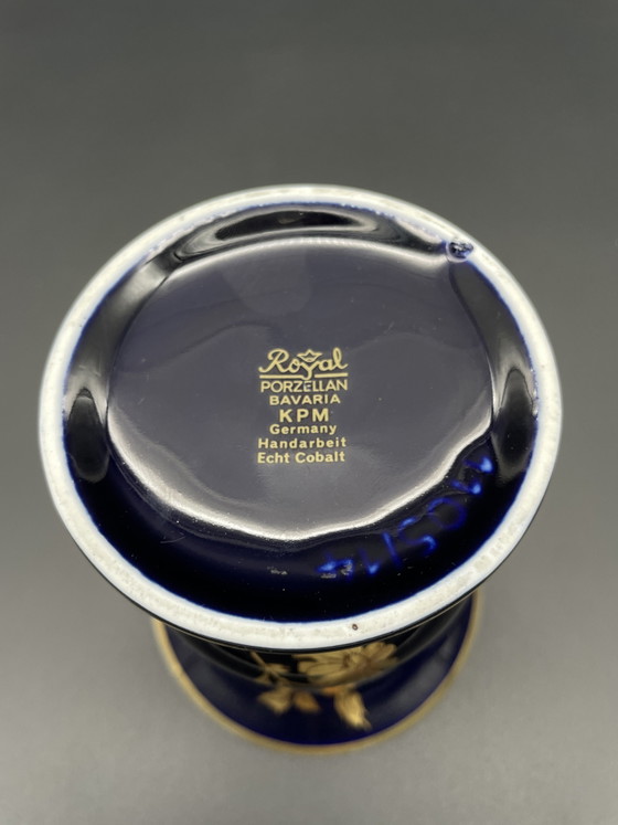 Royal Porzellan Bavaria KPM Handled Vase Real Cobalt Gold Decor 13.5 cm – Porcelain (photo 8 of 10)