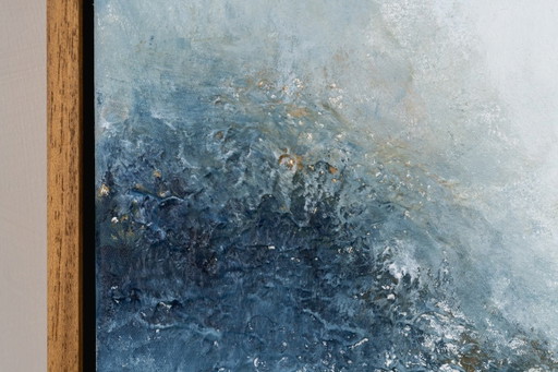Original Framed Blue Abstract Landscape Painting, Textured Acrylic on Canvas - A Detour (photo 2 of 17)