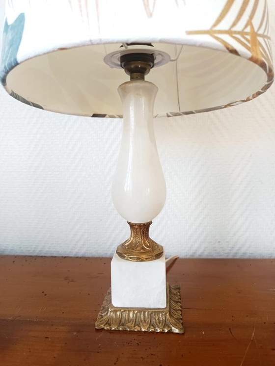 Image 1 of Lampe albâtre et bronze doré 