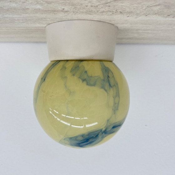 Image 1 of Thabur art deco marbled glass ceiling lamp , 1930s the Netherlands