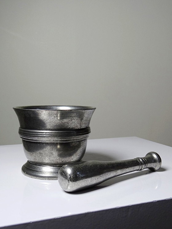 Vintage tinnen vijzel en stamper, Les Étains du Manoir, jaren 70-80 – Decoratieve objecten, Metal (photo 4 of 11)