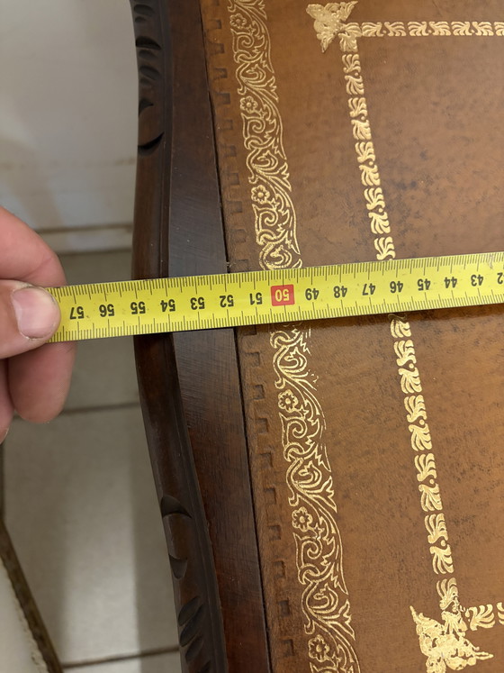 Vintage Miniset Met Leren Inlegwerk – Bijzettafels, Wood, Leather (photo 5 of 7)
