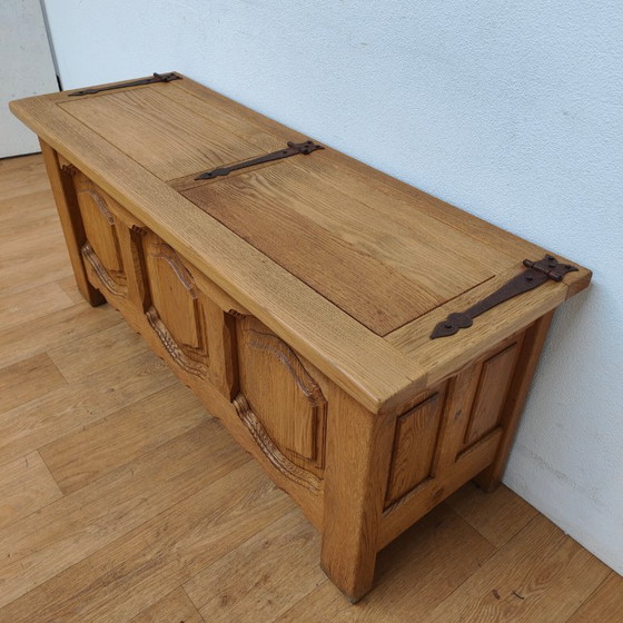 Image 1 of Baúl de mantas de roble antiguo, baúl de juguetes