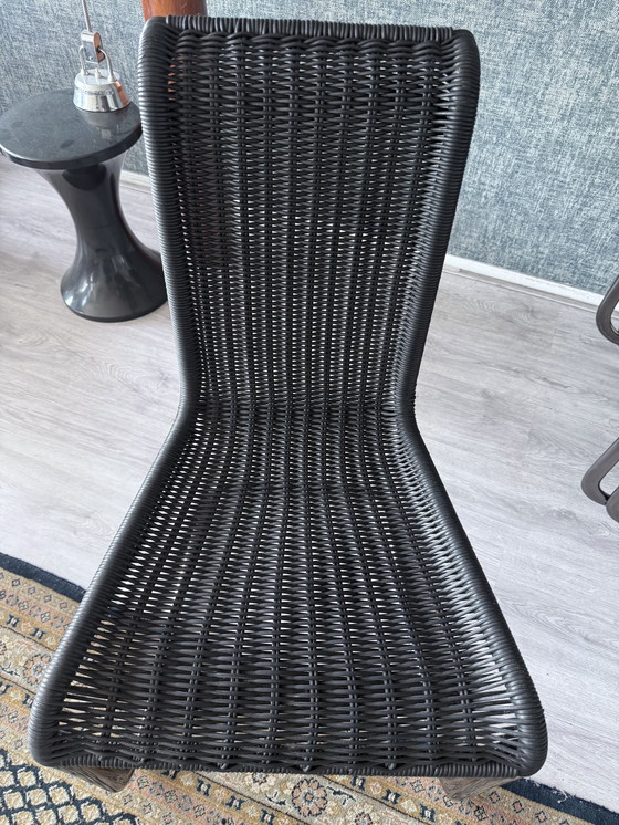 Image 1 of Set van 4 Tecta D20 sledestoelen - zwart wicker & parelchroom
