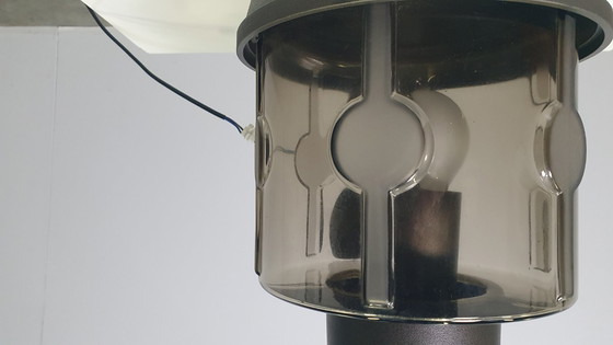 Image 1 of Applique murale vintage Hoffmeister en verre fumé brun, style années 70, époque spatiale