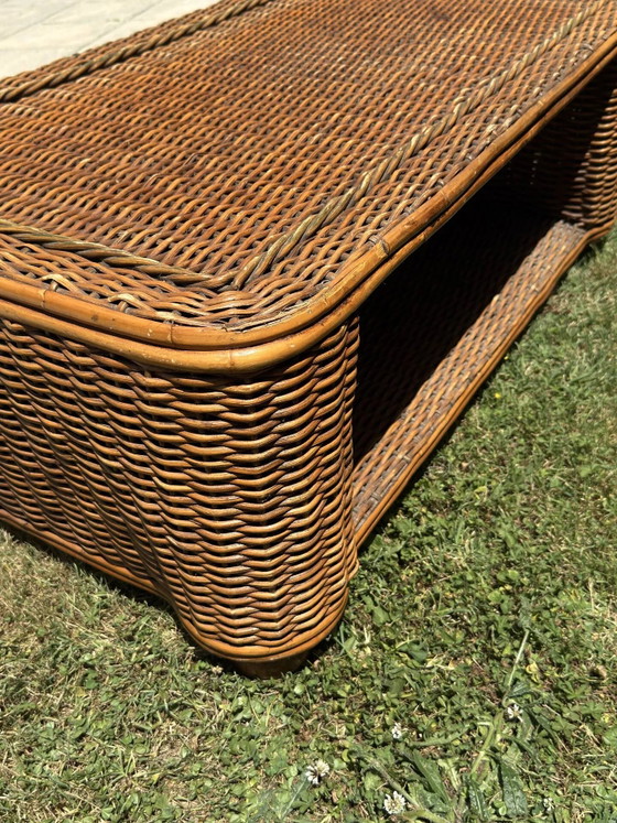 Geflochtener Rattan-Couchtisch - 1970er Jahre – Couchtische, Korbgeflecht, Vintage (photo 8 of 13)