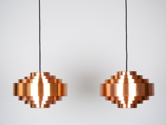 Image 1 of Pair of 2 Danish vintage pendant lamps Ultra by Jo Hammerborg, Fog og Morup, 1960s
