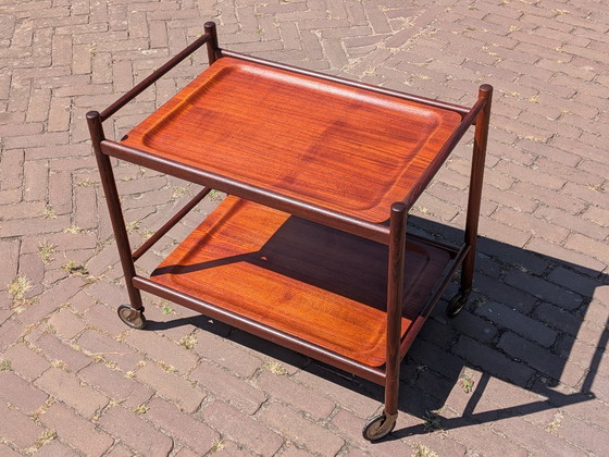 Vintage Deense serveerwagen/barkar van teakhout – Wood (photo 2 of 10)