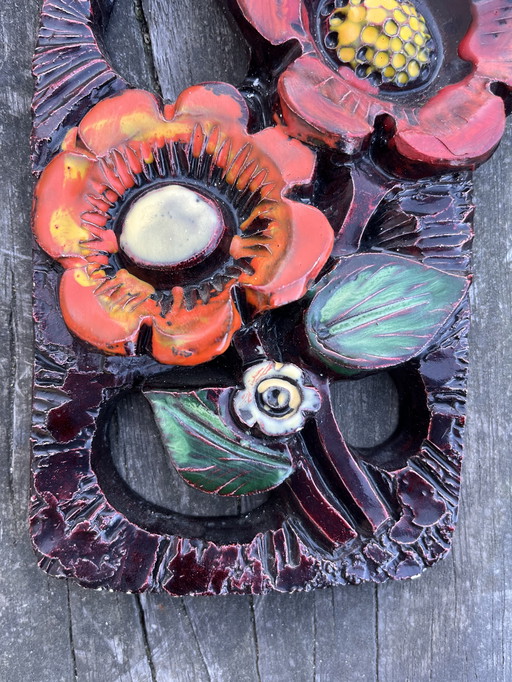 Vintage fat lava flowers wall panel