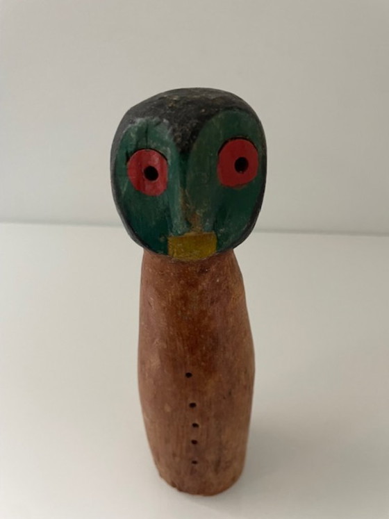Image 1 of Figurine vintage en bois sculpté, de style primitif et expressif