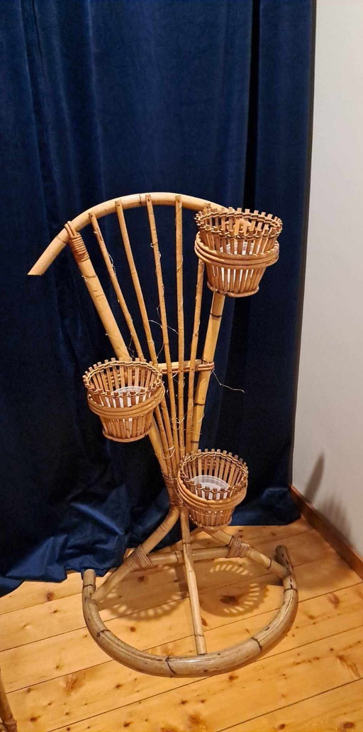 Retro-Blumenständer mit 3 originalen Körben