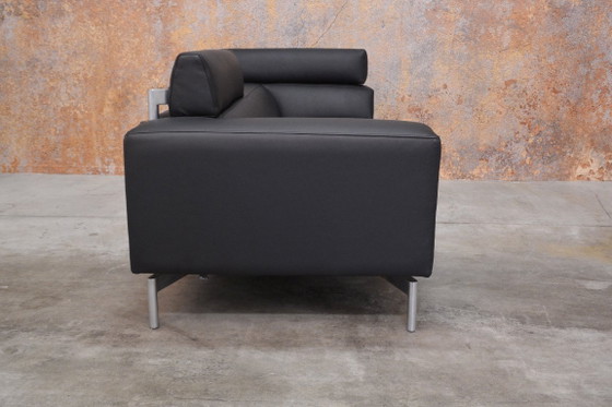 Newly Upholstered Black Leather Leolux Howlo Design Sofa – 3-5 seaters (photo 8 of 12)