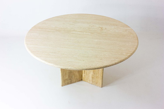 Image 1 of Grande table de salle à manger italienne en travertin, années 1970