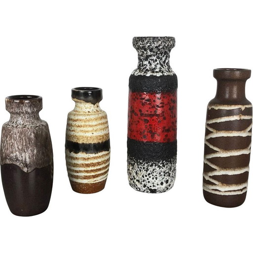 Ensemble de 4 vases de sol en céramique vintage par Zöller et Born, Allemagne 1950
