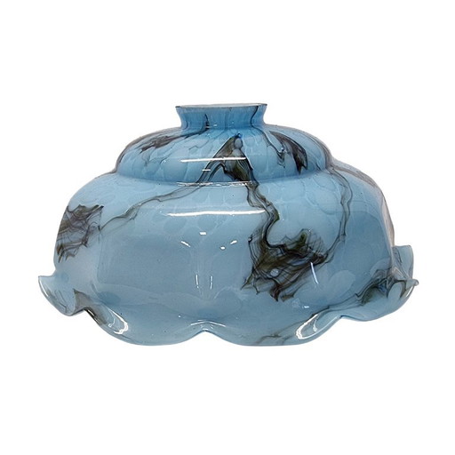 Abat-jour en verre opalin Art Déco – Verre nuagé bleu clair