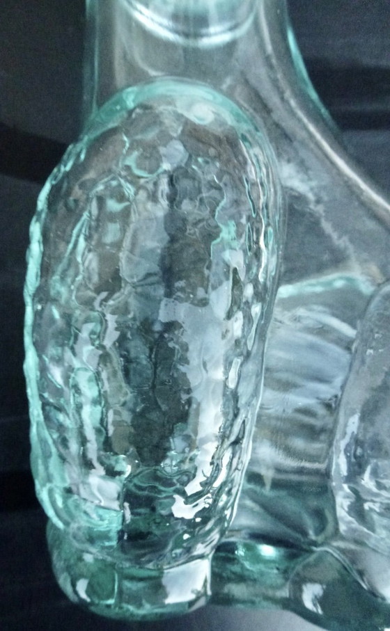 Image 1 of 2x Vintage Glazen karaffen in de vorm van Hond en Haan.