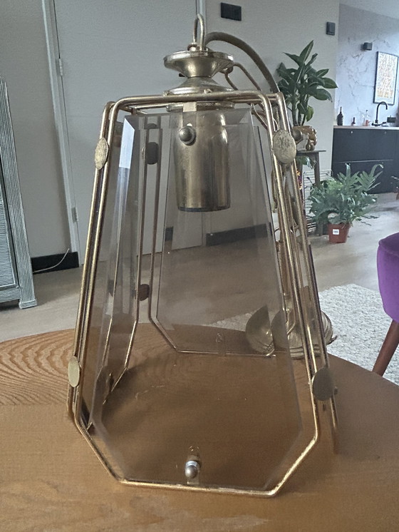 Image 1 of Vintage hanglamp messing rookgas