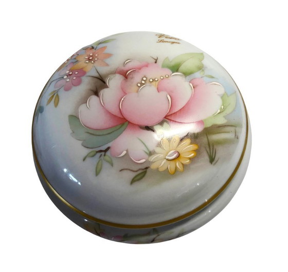 Image 1 of Bomboniera vintage in porcellana di Limoges, Francia - Decorazione floreale dipinta a mano - Condizioni perfette