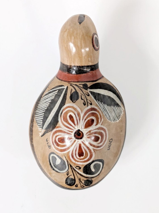 Image 1 of Figurine de tortue Tonala vintage | Art populaire mexicain en poterie peinte à la main des années 1970