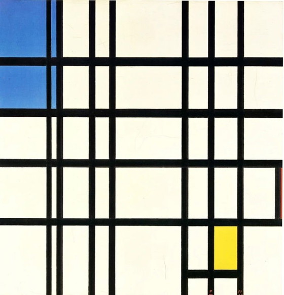 Image 1 of Piet Mondrian: „Rhythmus der schwarzen Linien“, signiert in der Platte.