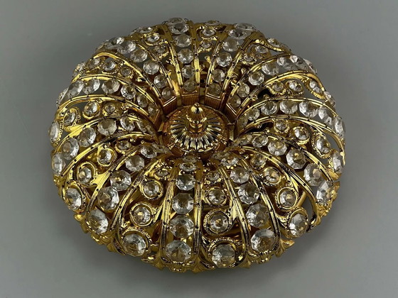 Image 1 of 60er 70er Jahre Lampe Peris Andreu S.A. Riper Plafoniere Deckenlampe Brass Glas