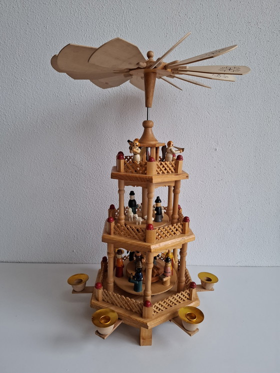 Image 1 of Vintage Christmas pyramid 3 tiers Ore Mountains