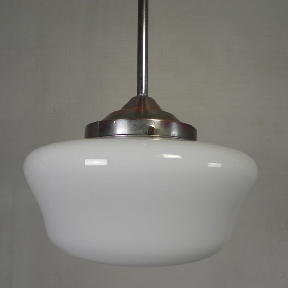 Image 1 of Art Deco pendant lamp with white glass shade, 1930s