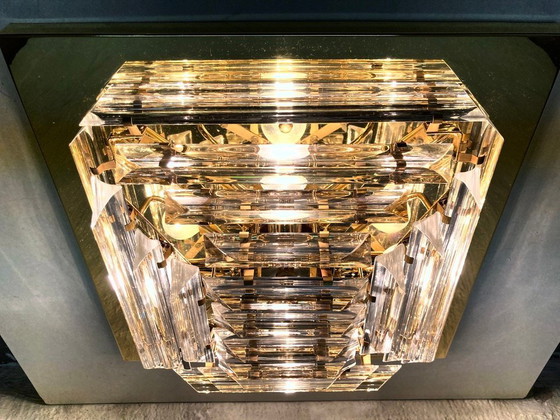 Image 1 of Plafonnier ceiling lamp with triedri glass rods, 70s 80s Hollywood Regency Venini style
