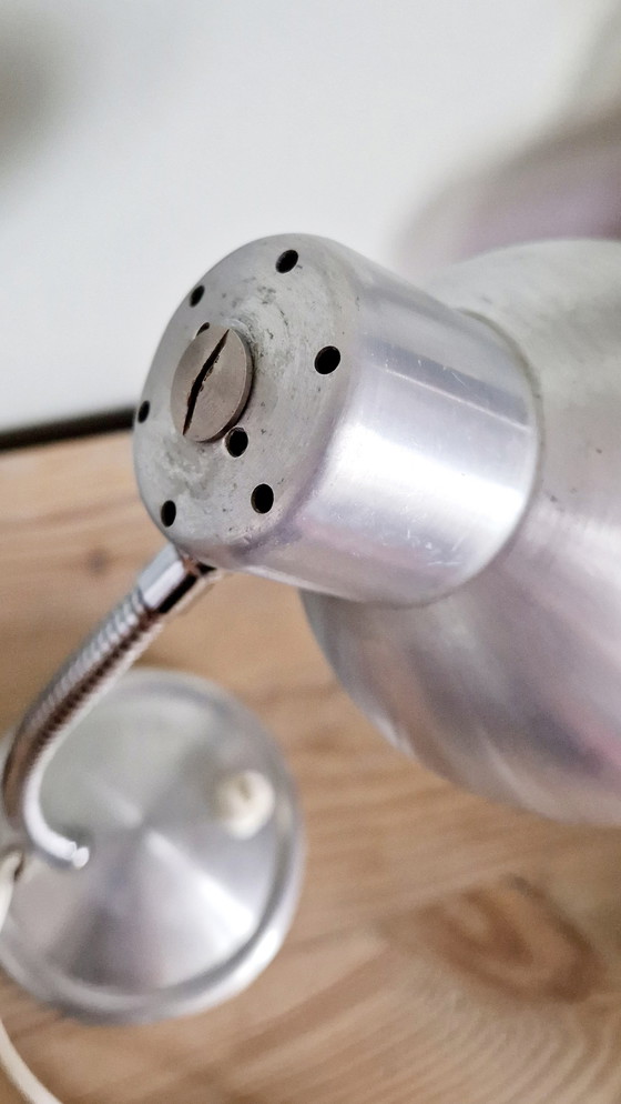 Image 1 of Industrial-style casserole-style lamp - Brushed aluminum - 1960s