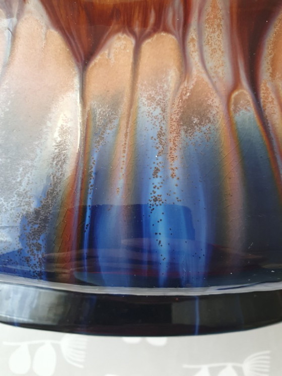 Image 1 of Wunderschöne Art-déco-Jardinière mit Thulin-Tropfglasur – B 38 cm