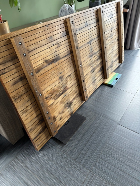 Robust oak tabletop made from old floorboards, Dining tables, Wood, Brown (photo 4 of 6)