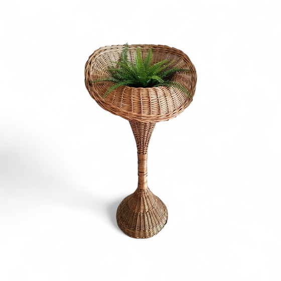 Image 1 of Vintage wicker 1960s plant stand, 103 cm high