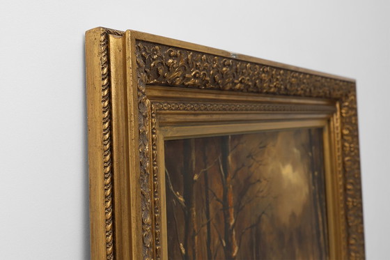 Image 1 of Ölgemälde „Winter in Flandern“ des niederländischen Künstlers Henri Wouters (1866-1935)