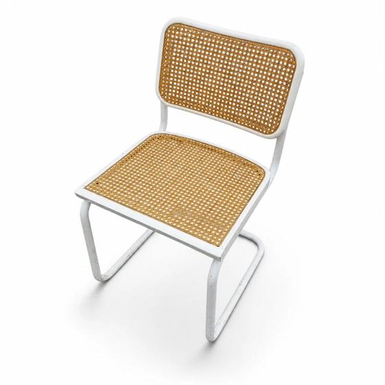 4 x chaise cantilever blanche Cesca de Marcel Breuer modèle B32 / Bauhaus années 70 / fabriquée en Italie (photo 9 of 9)