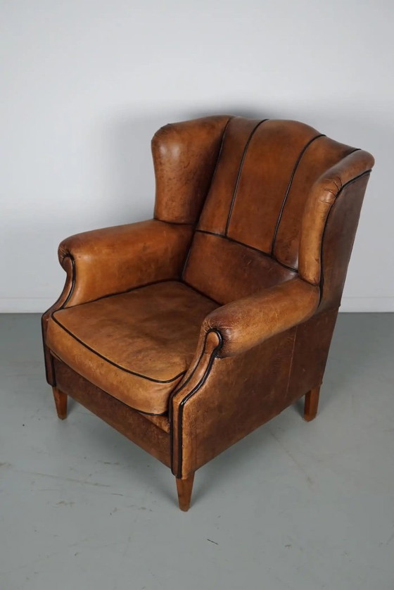 Image 1 of Vintage Nederlandse cognackleurige leren clubfauteuil