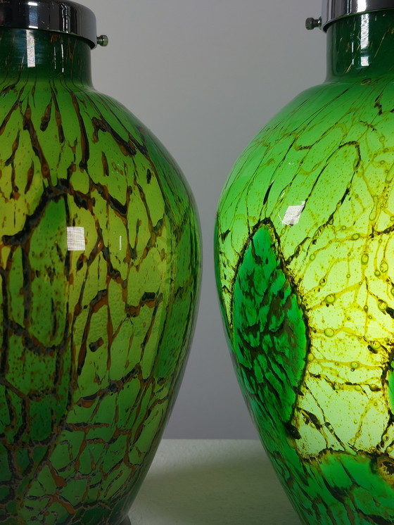 Image 1 of Paire de lampes de table WMF Ikora, verre doublé, chrome, Karl Wiedmann 1930