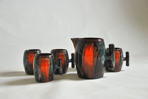 Image 1 of Vintage keramische sinaasappelsapset uit Vallauris, Frankrijk, jaren 1950, set van 6