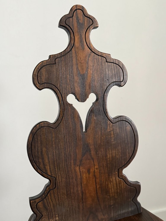 Image 1 of Set Of 4 Vintage Brutalist Tyrolean Chairs (1950s–60s, Solid Oak)