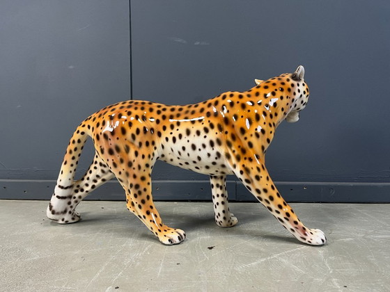 Image 1 of Grande statua di leopardo in ceramica italiana, anni '60