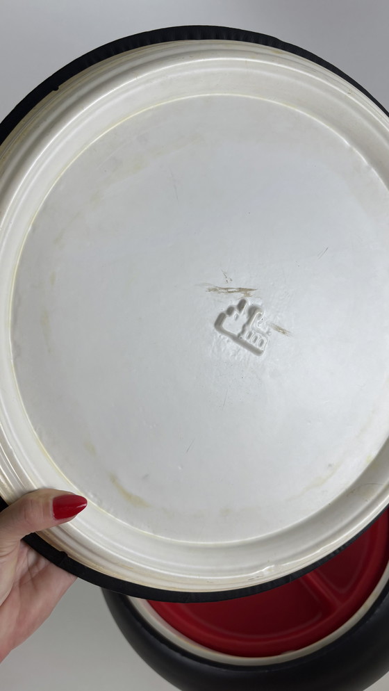 Image 1 of Vintage FM zwarte kruk met opbergruimte / naaipoef / bolpoef