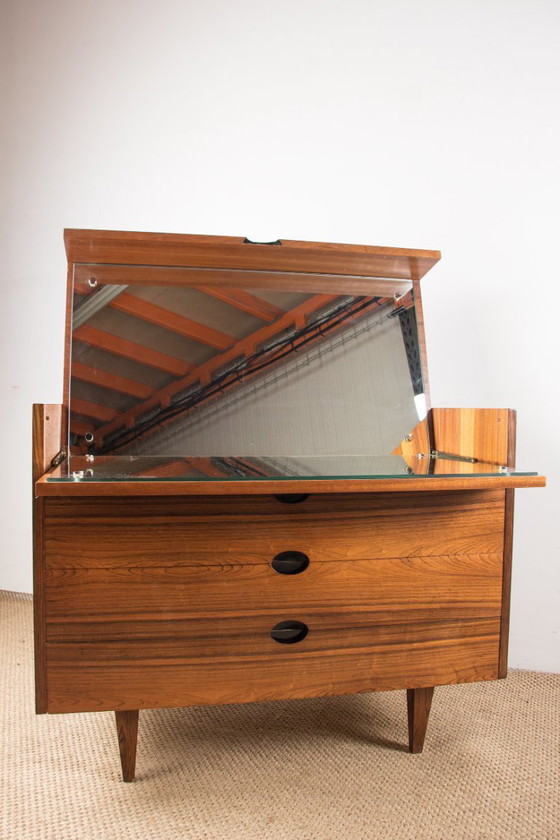 Toeletta o Cassettiera in Palissandro di Paul Geoffroy per Edition Charron 1960., Cassettiere, Legno, Marrone (foto 9 di 18)