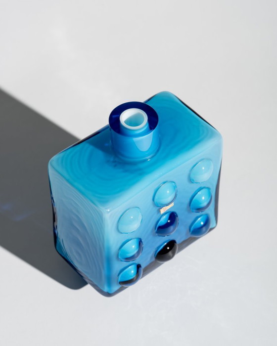 Image 1 of Friedrich Kristall “Bubble” Pop Art Vase – Blue Cased Glass, Germany, 1970s